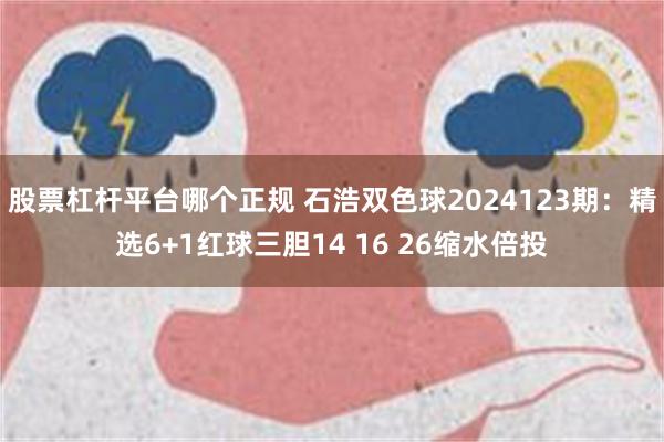 股票杠杆平台哪个正规 石浩双色球2024123期：精选6+1