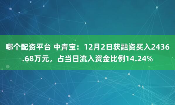 哪个配资平台 中青宝：12月2日获融资买入2436.68万元，占当日流入资金比例14.24%