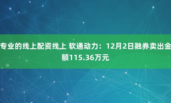 专业的线上配资线上 软通动力：12月2日融券卖出金额115.36万元