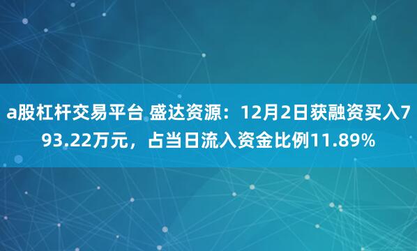 a股杠杆交易平台 盛达资源：12月2日获融资买入793.22万元，占当日流入资金比例11.89%