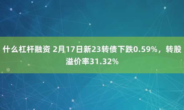 什么杠杆融资 2月17日新23转债下跌0.59%，转股溢价率31.32%