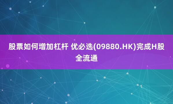 股票如何增加杠杆 优必选(09880.HK)完成H股全流通